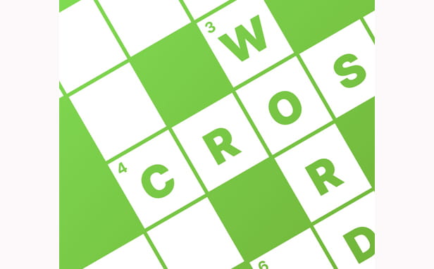 Crossword blocks in green with the words crossword filled in
