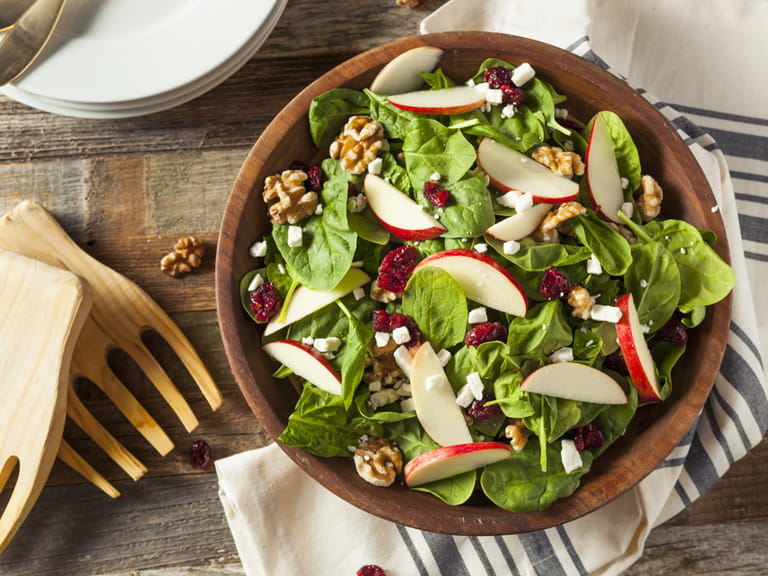 Fruit and nuts in a filling salad
