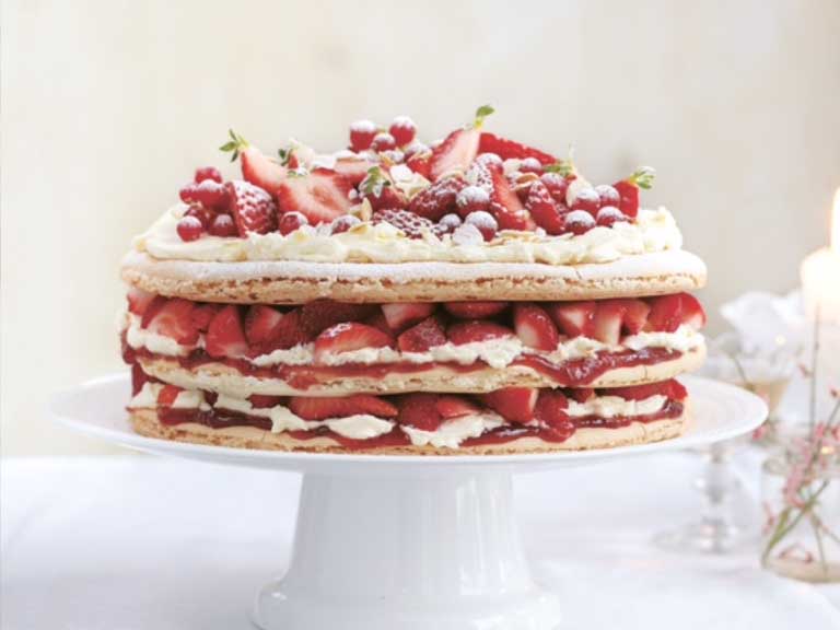 Strawberry macaron cake