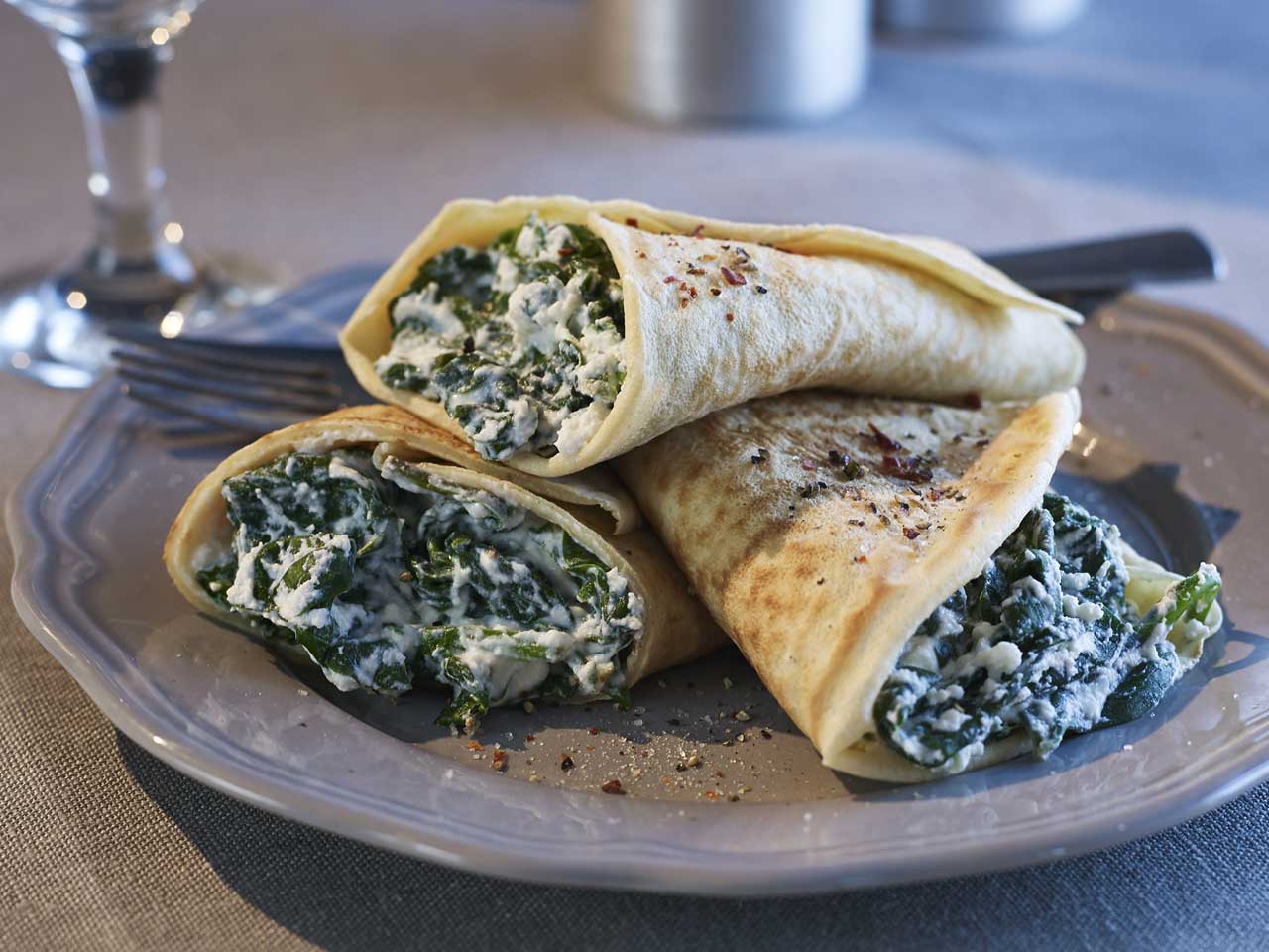 Spinach and ricotta pancakes