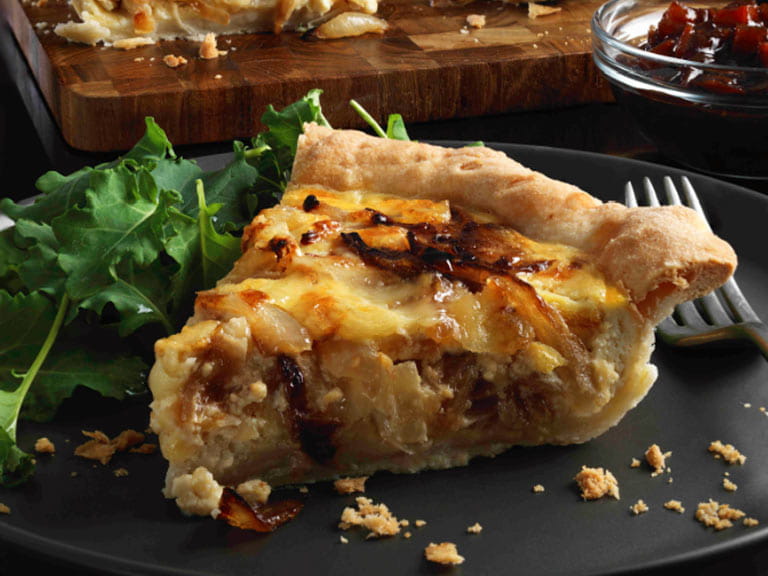 Cheese and caramelised onion tart