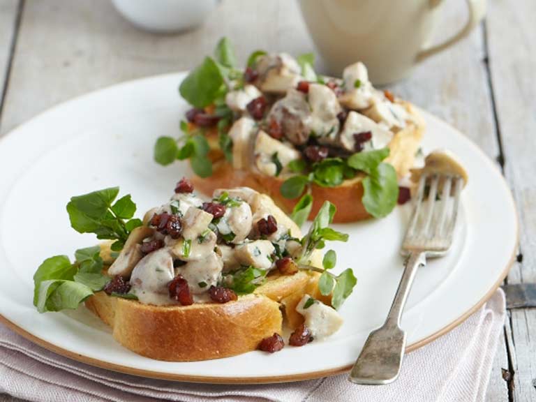 Creamy tarragon and pancetta mushrooms on toast