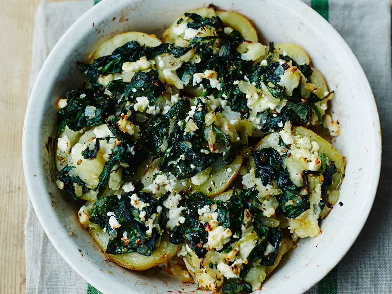 Alex Mackay’s baked King Edward potato, spinach and feta pie
