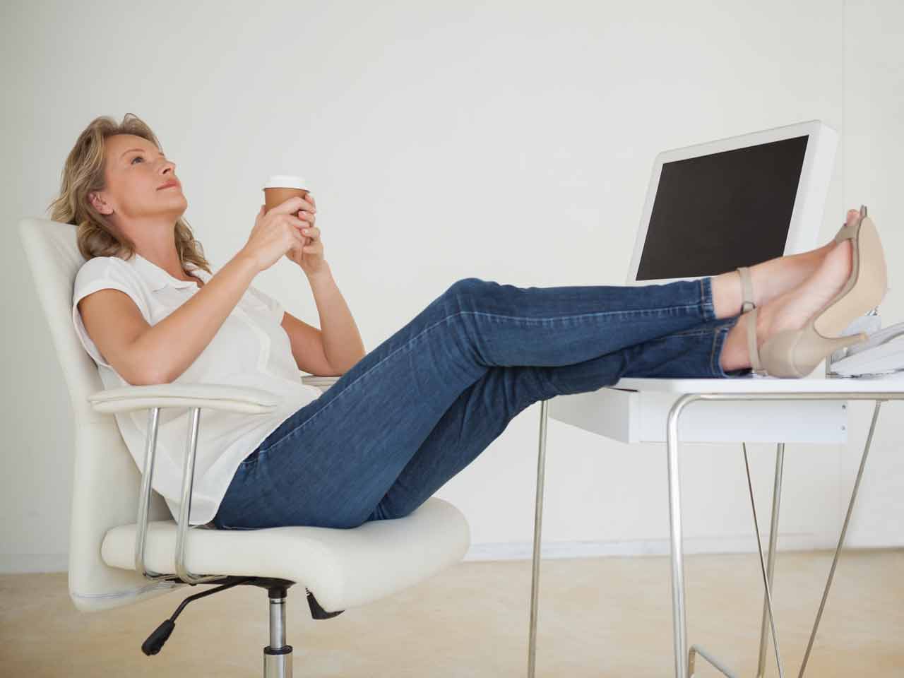 Woman putting her feet up
