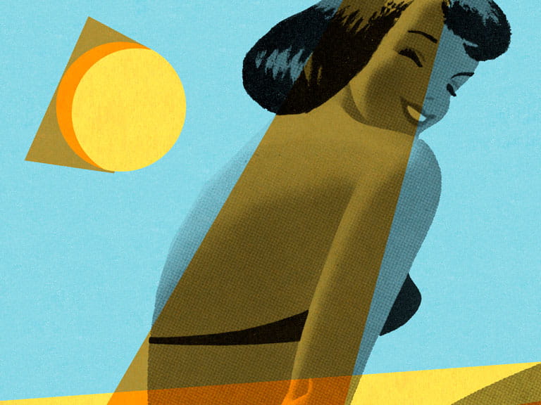 Illustration of woman in the sun