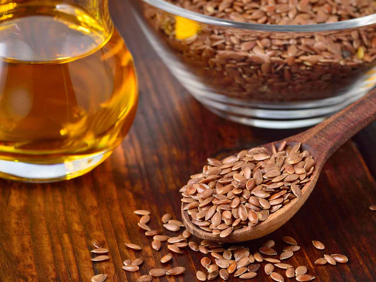 Whole flax seeds and flax seed oil