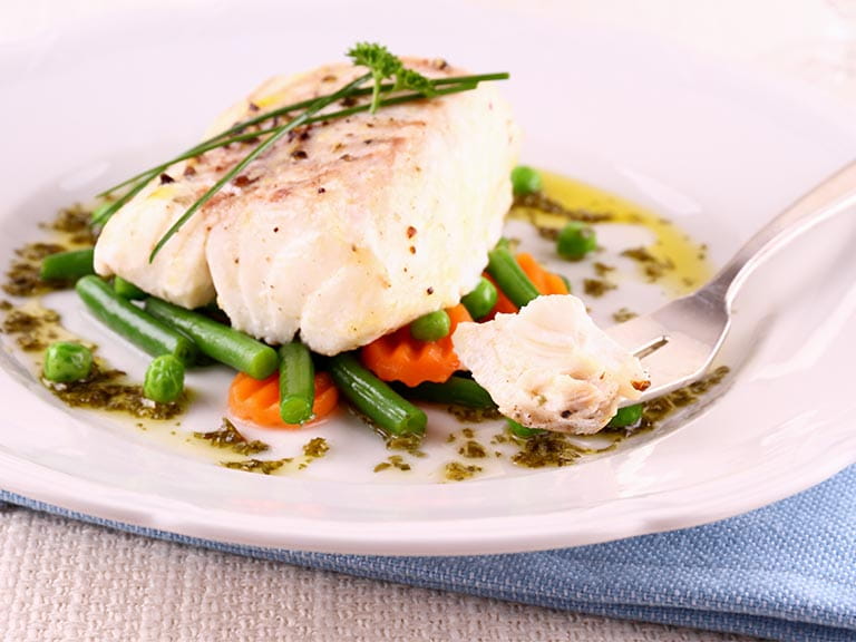 Healthy cod fillet with vegetables