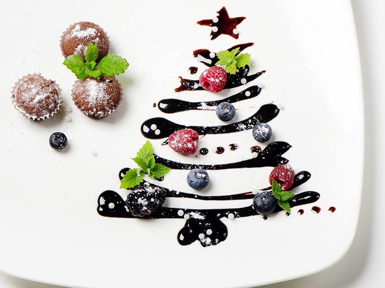 Christmas tree dessert on a plate