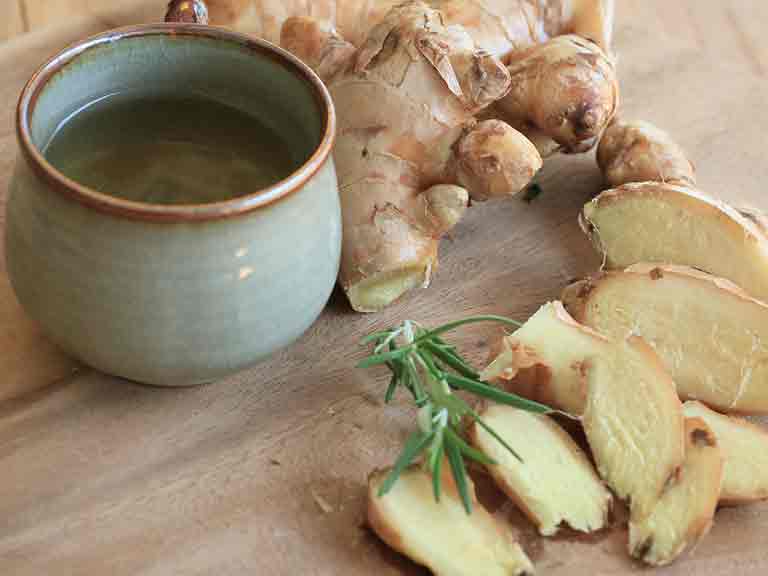 Ginger tea may help with feelings of queasiness.