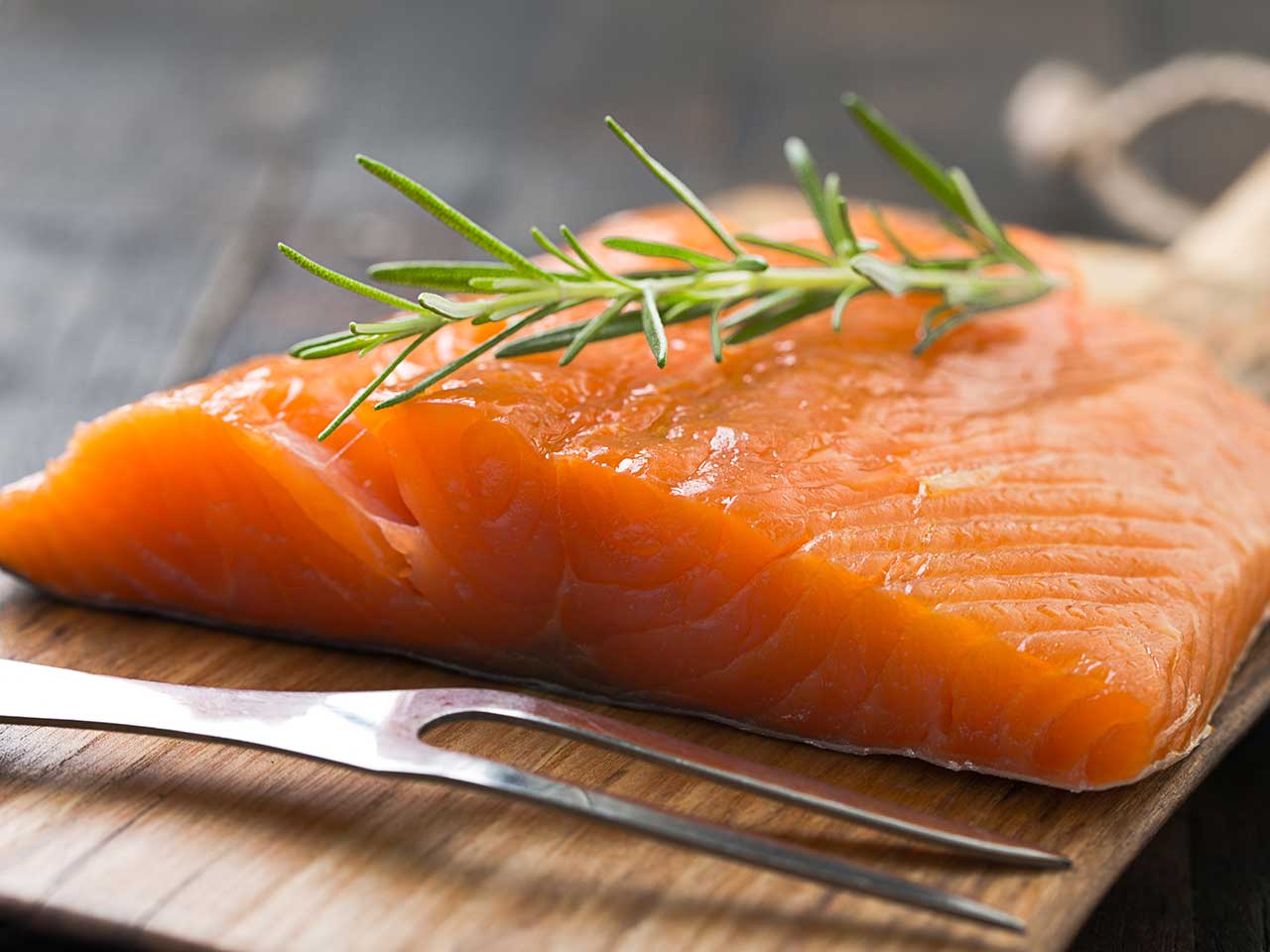 Source of vitamin B12 salmon fillet on board