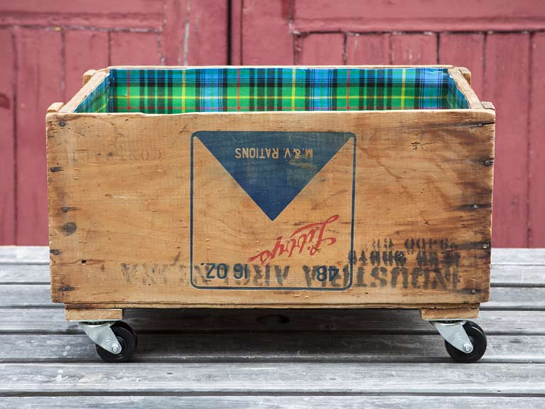 Upcycled crate on wheels
