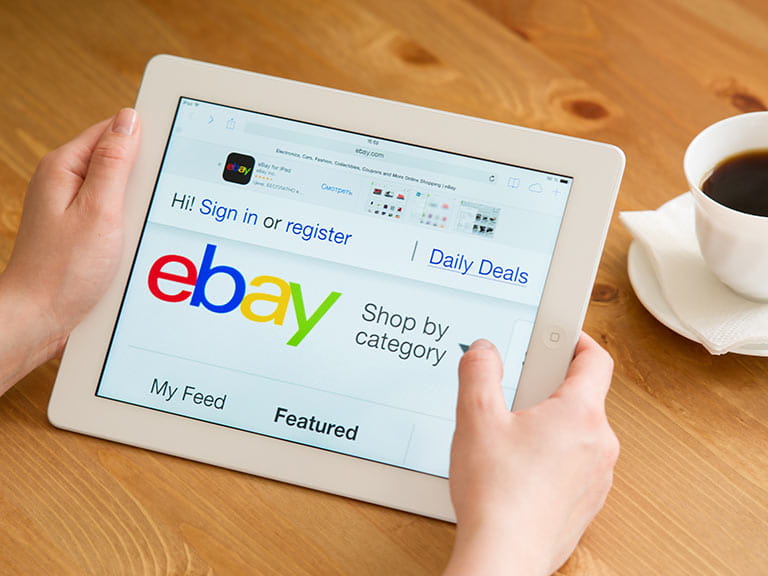 ebay web page on digital tablet