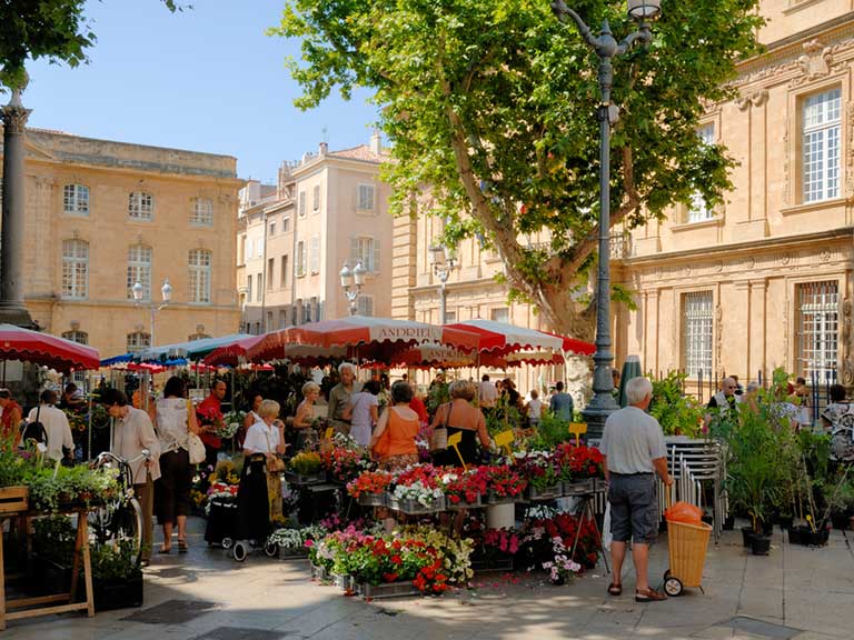 Market in Aix-en-Provence in France