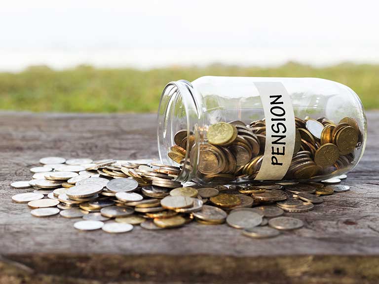 An emptying pension pot to represent drawdown