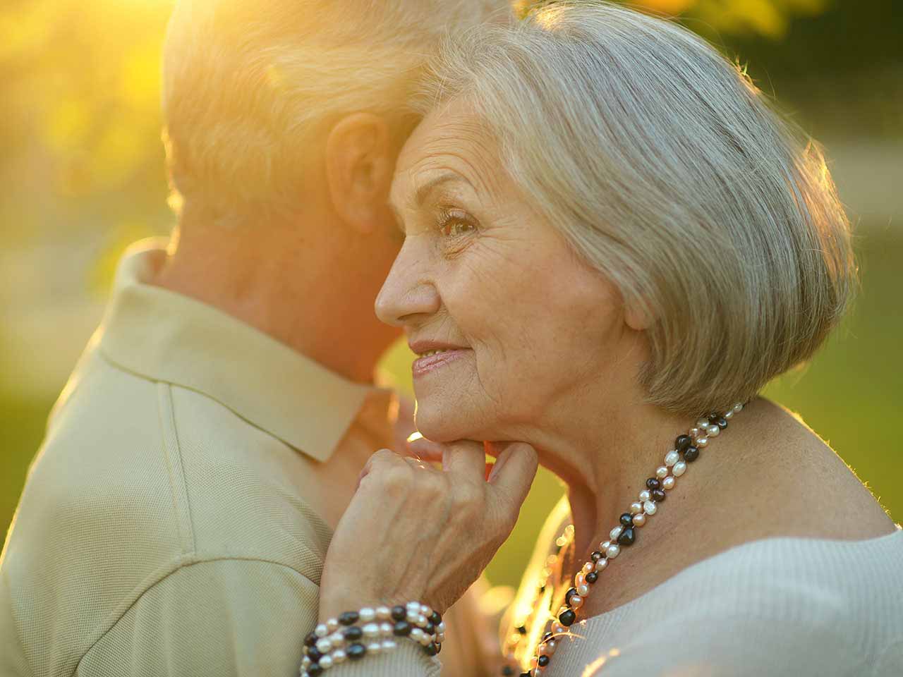 Mature couple embracing