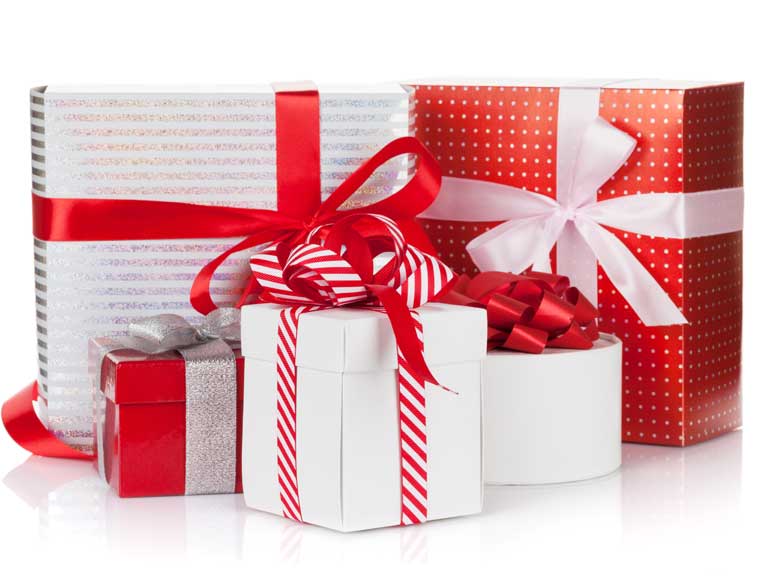 A stack of gifts and presents