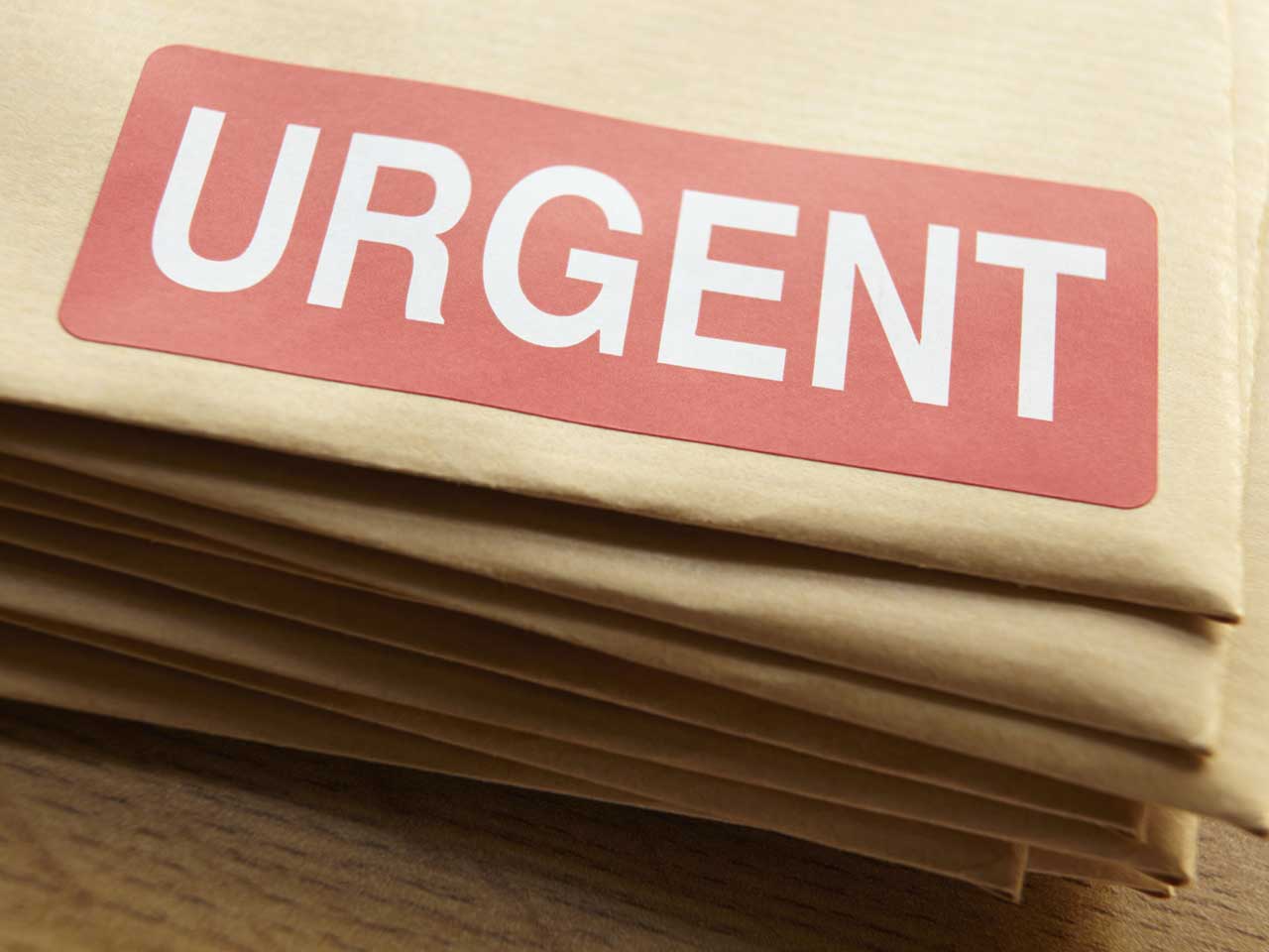 Letter parcels with urgent sticker