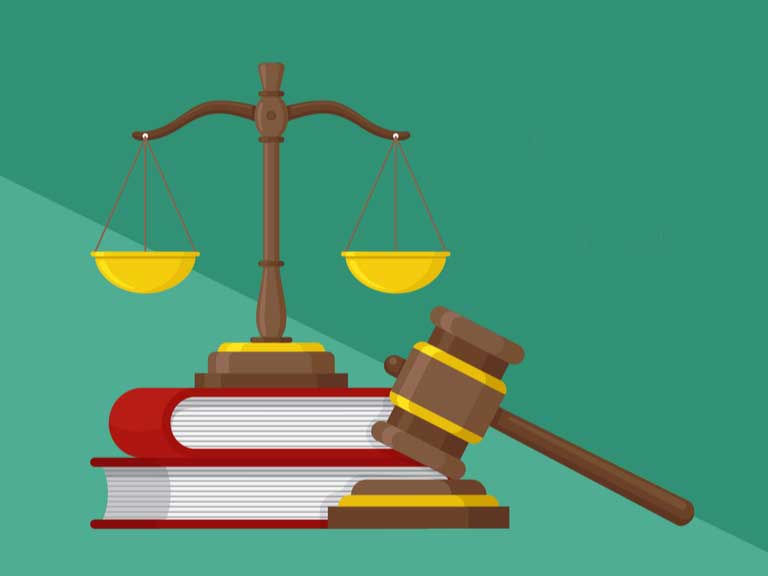 Image of scales of justice, gavel and books