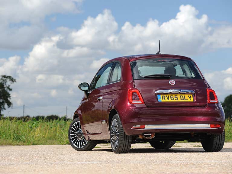 The rear view of the Fiat 500