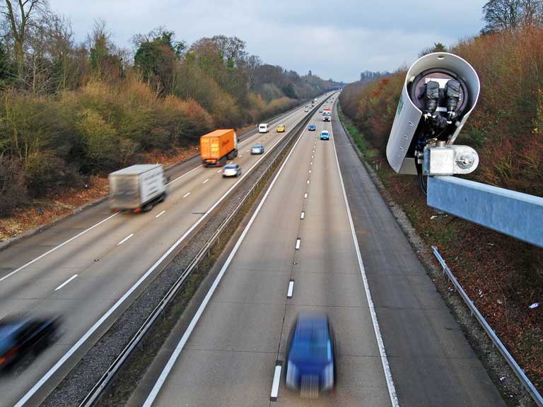 Speed camera operating on a busy motorway