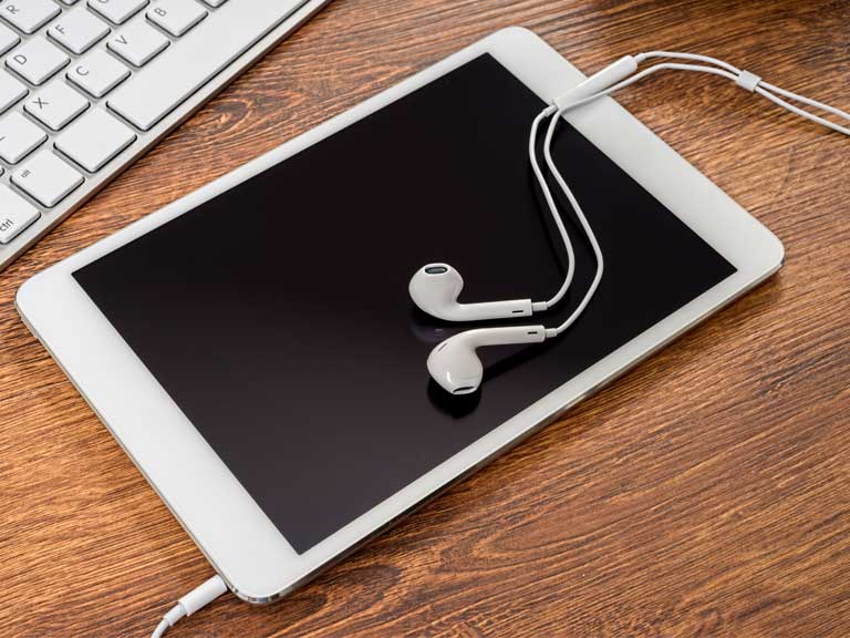 iPad with headphones