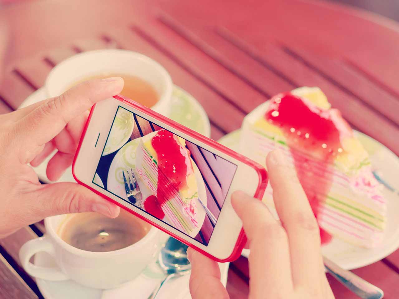Smartphone taking food photo