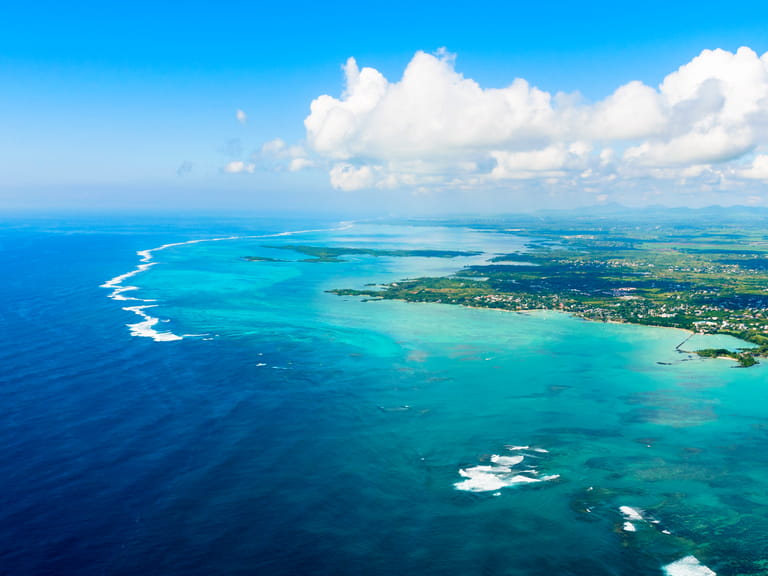 The island if Mauritius from above