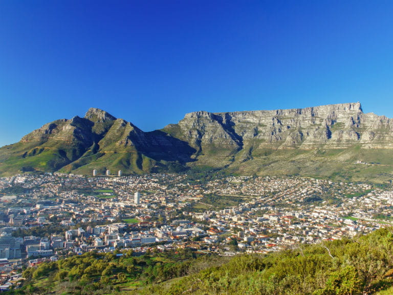 Table Mountain overlooking Cape Town below