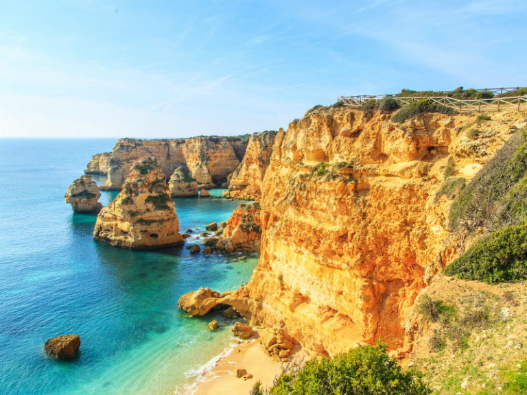 Cliffs overlooking a beach on the Algarve, Portugal