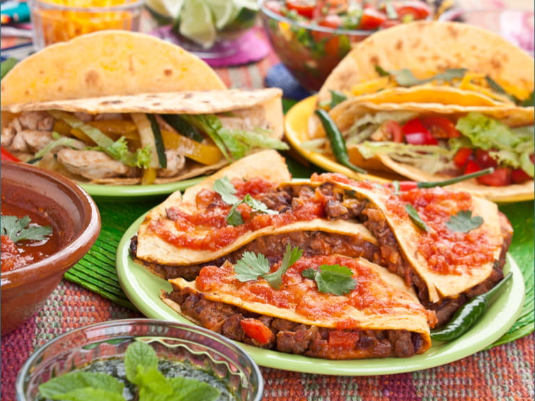 A plate of mixed Mexican food