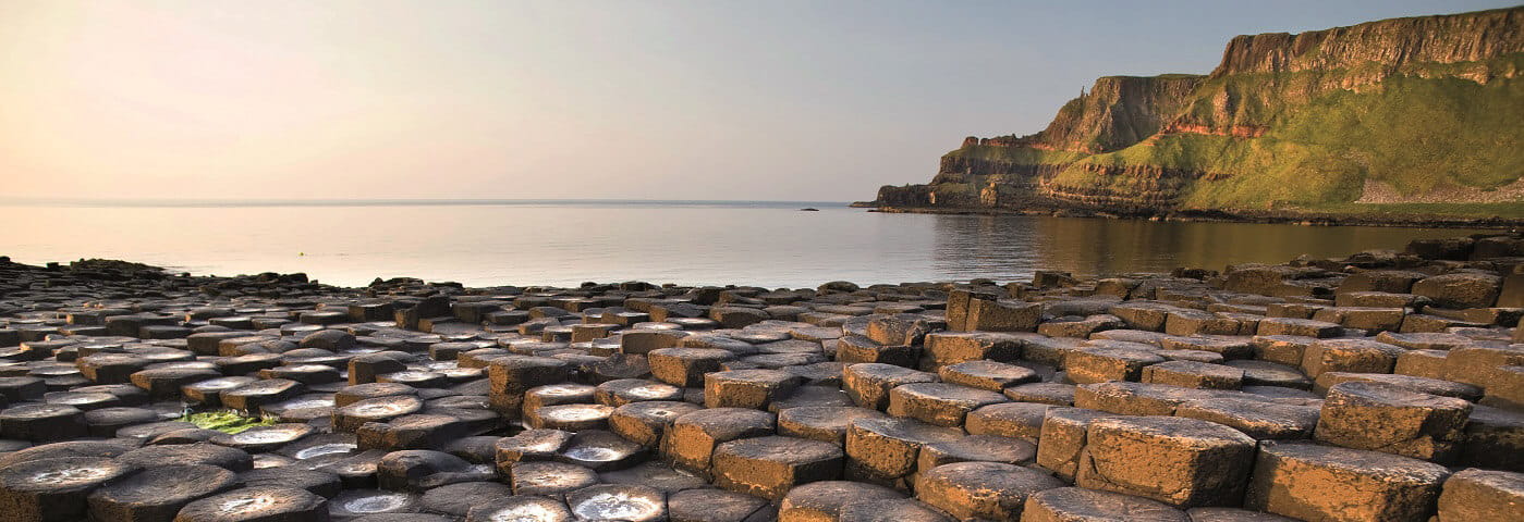Giants Causeway in Northern Ireland at sunset
