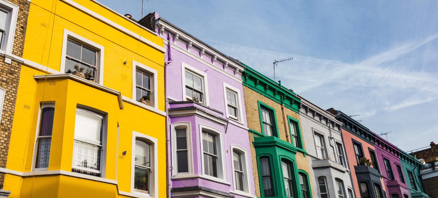 Row of colourful houses