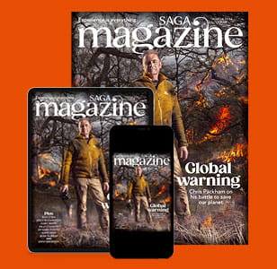 A magazine cover, a phone and a tablet