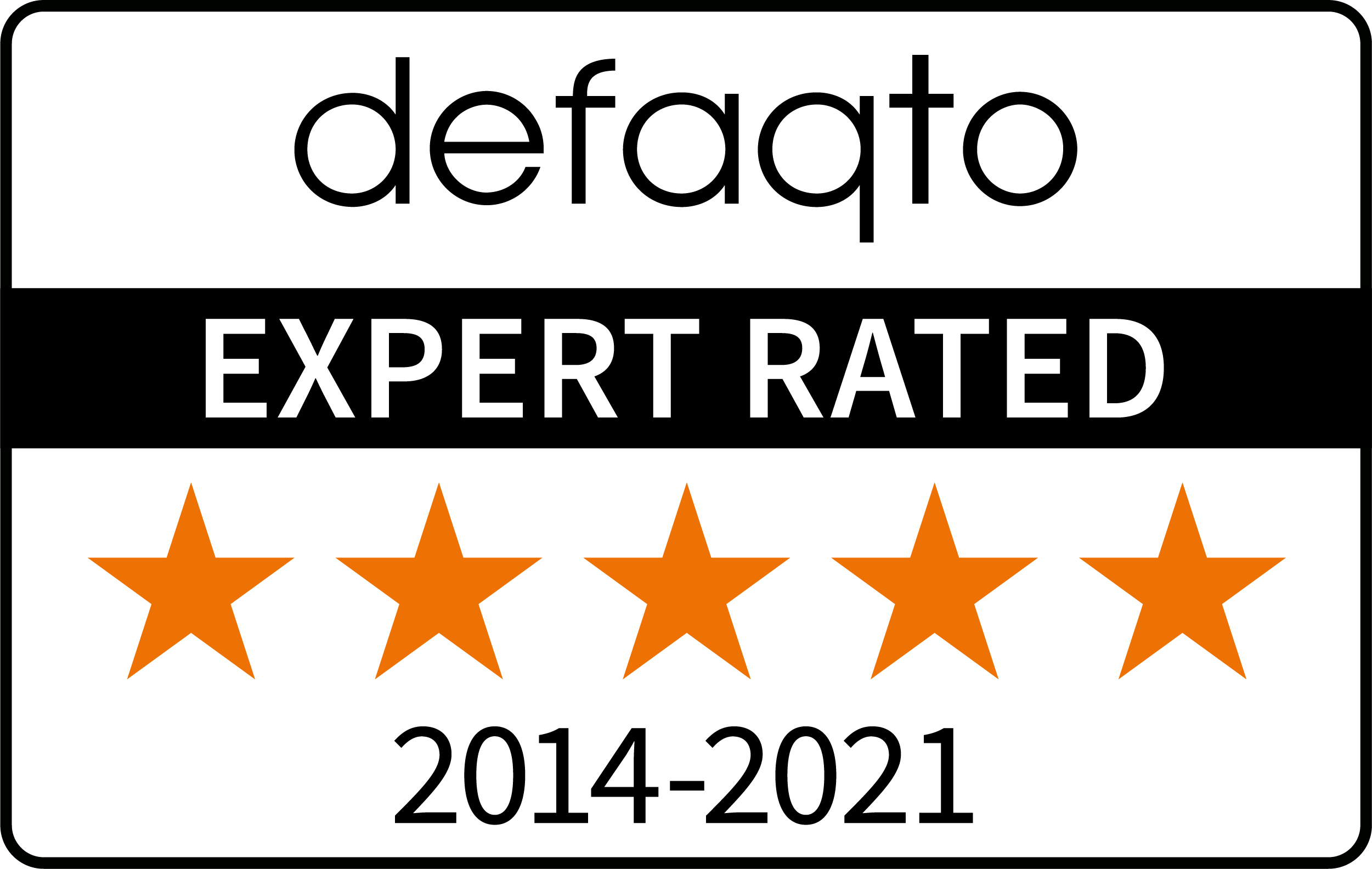 Defaqto Expert Rated 5 Star 2014 to 2021