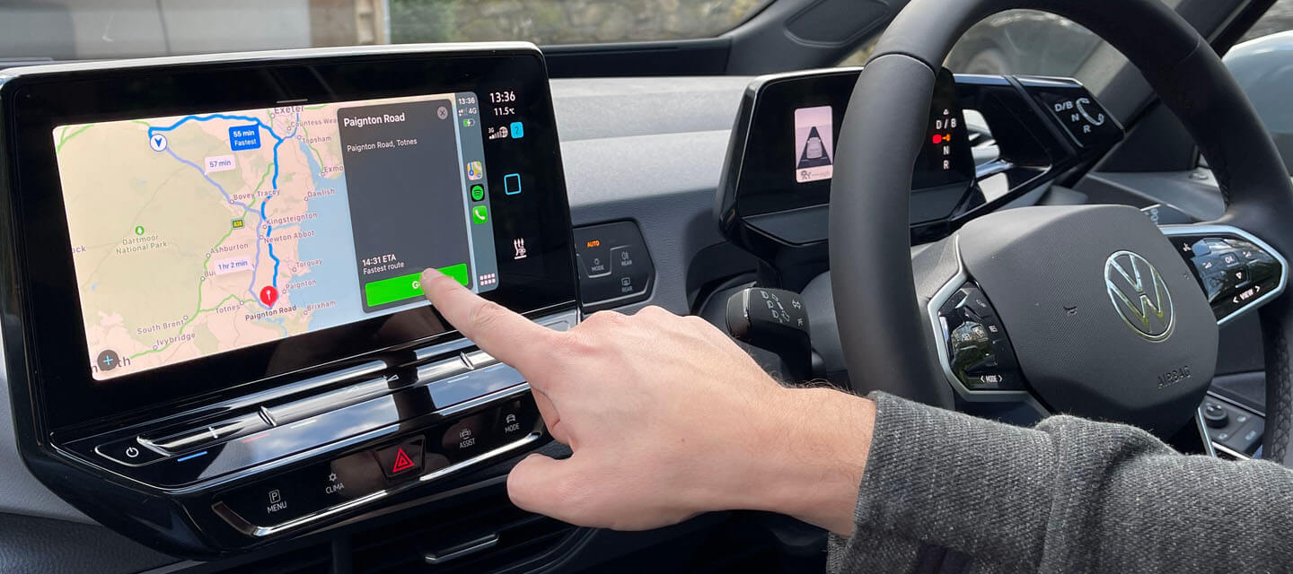 The sat nav within an electric car
