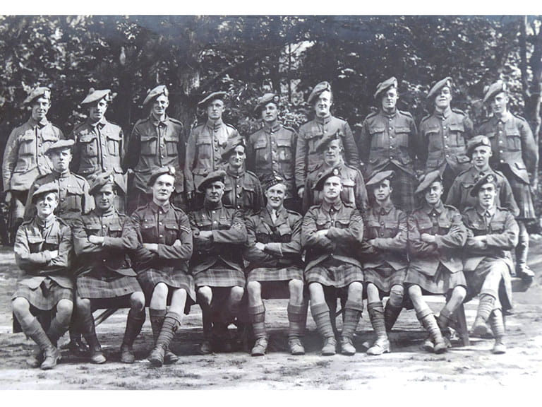 Liverpool Scottish Platoon, Jack Beresford in centre; 1918