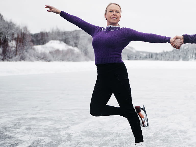 Jayne Torville on an outdoor ice rink