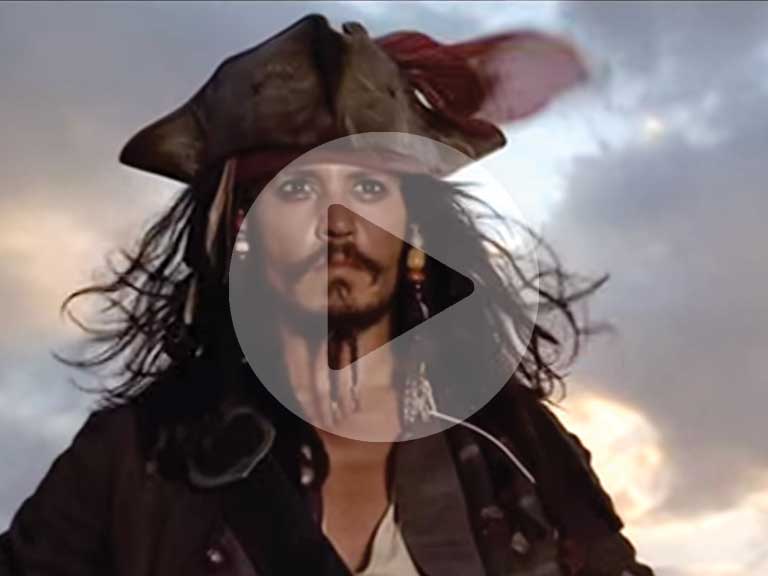 Actor, Johnny Depp, pictured as Captain Jack Sparrow