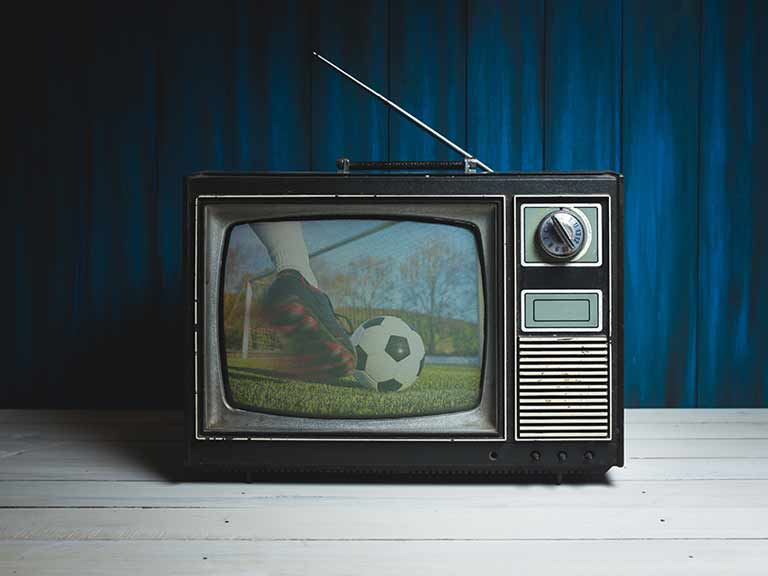 Football clip on television set