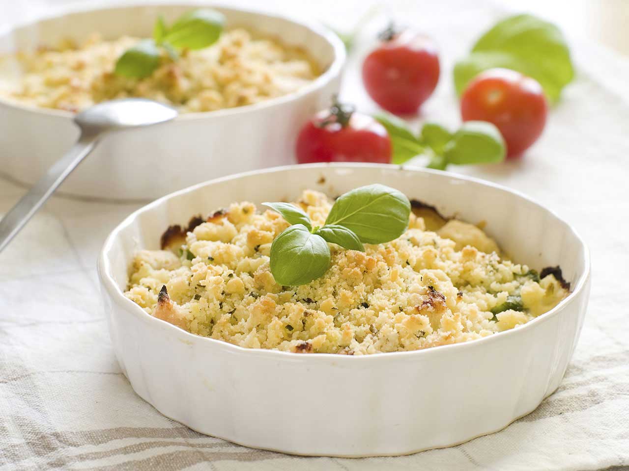 Savoury crumble topped dishes