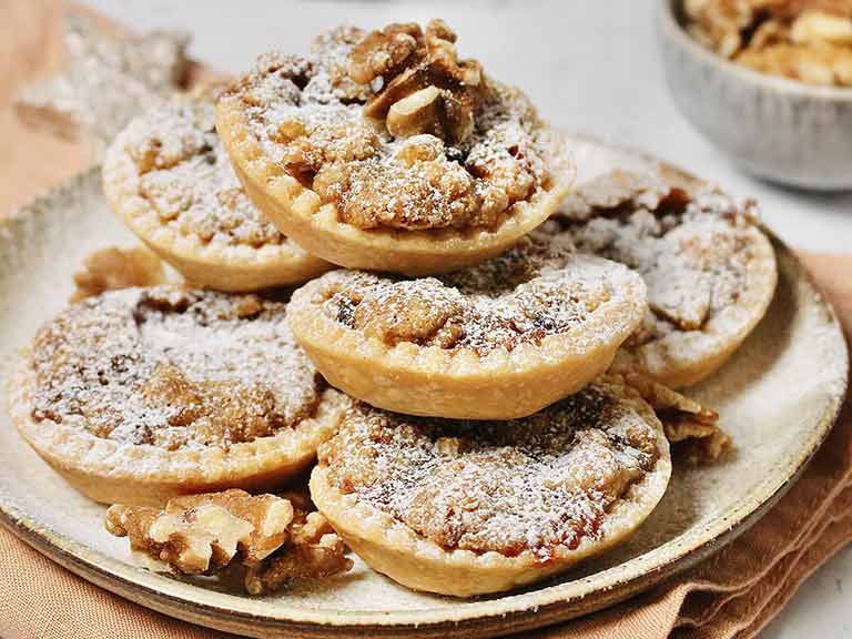 Clementine and walnut streusel topped mince pies