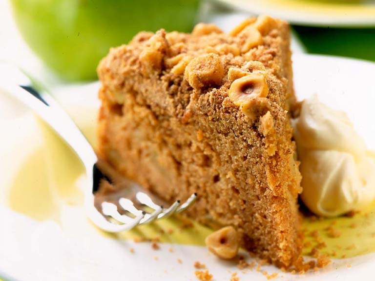 Bramley apple cake with crunchy topping