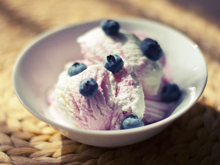 Blueberry ripple frozen yoghurt