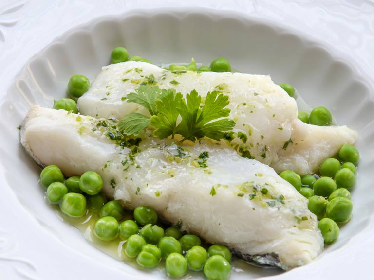 Cod and peas