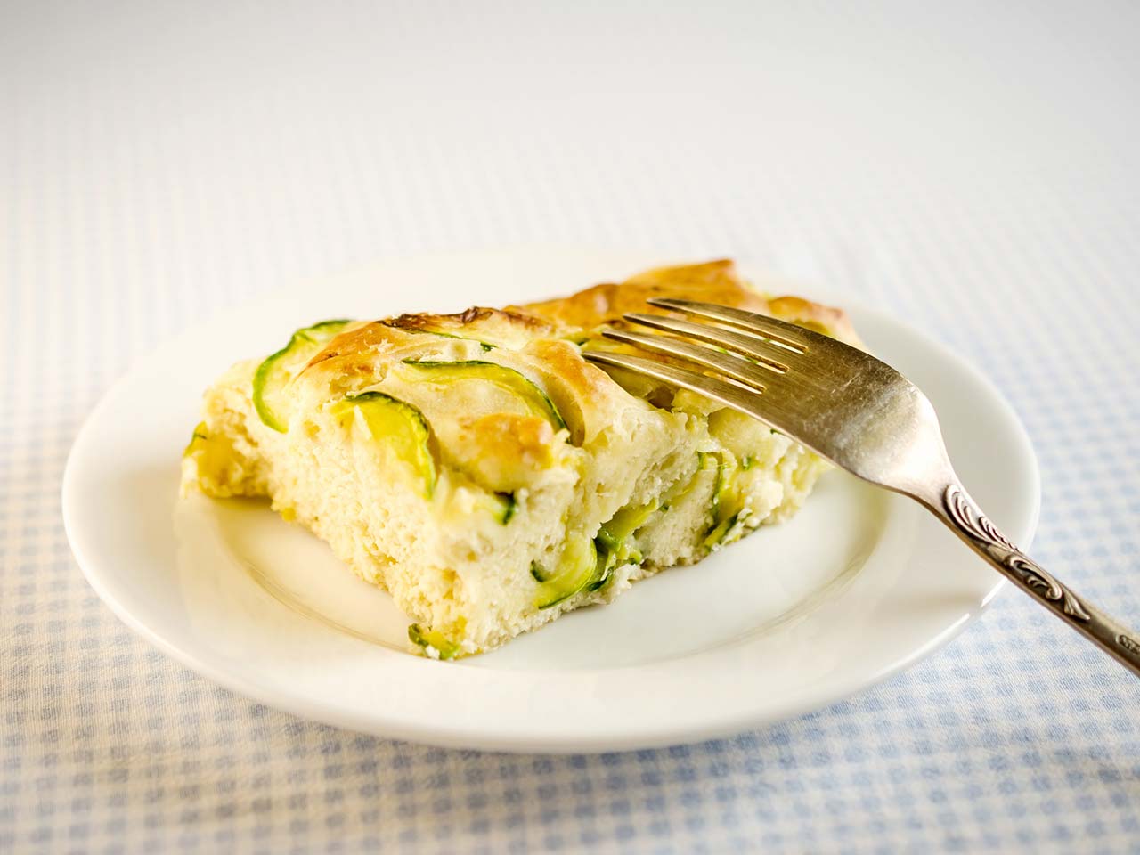 A slice of courgette and goat's cheese tart
