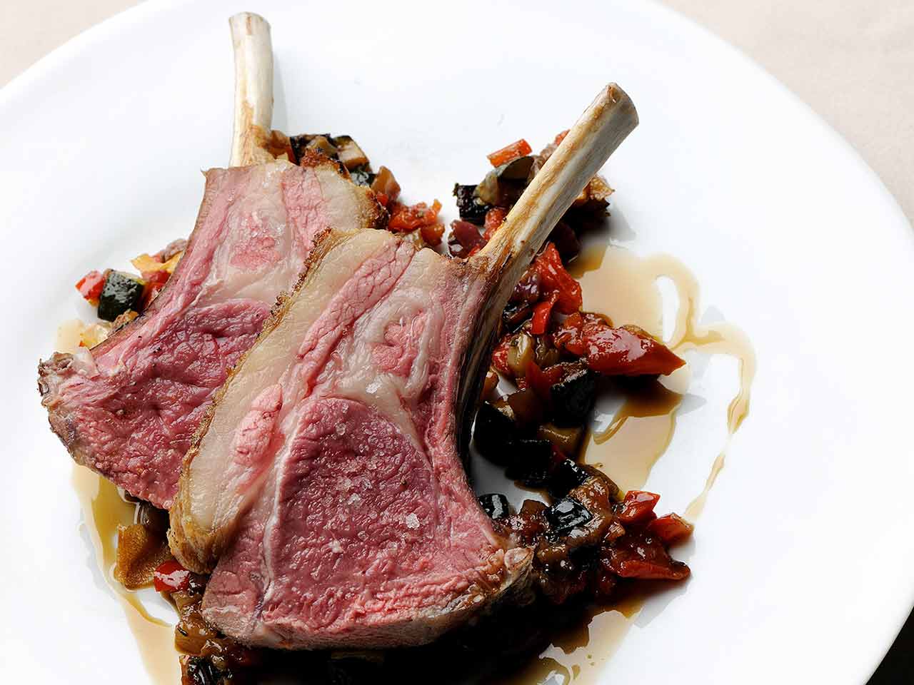 Grilled rack of lamb with ratatouille by Pascal Aussignac