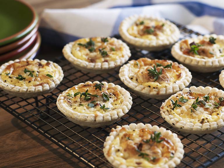 Mini cheese and bacon quiches