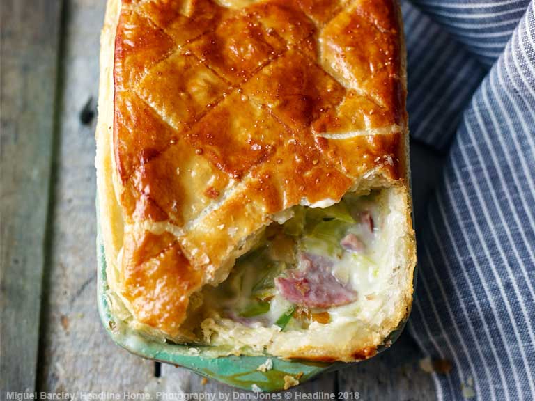 Ham and leek pie for one