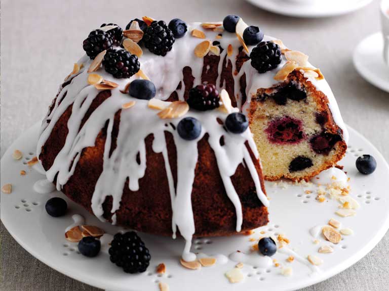 Blackberry and blueberry bundt cake