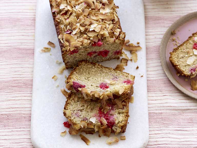 Raspberry and coconut vegan loaf